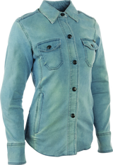 Speed and Strength Speed Society Armored Moto Shirt Denim Blue Womens - Small - Cycle City Outdoors
