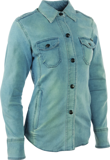 Speed and Strength Speed Society Armored Moto Shirt Denim Blue Womens - Small - Cycle City Outdoors