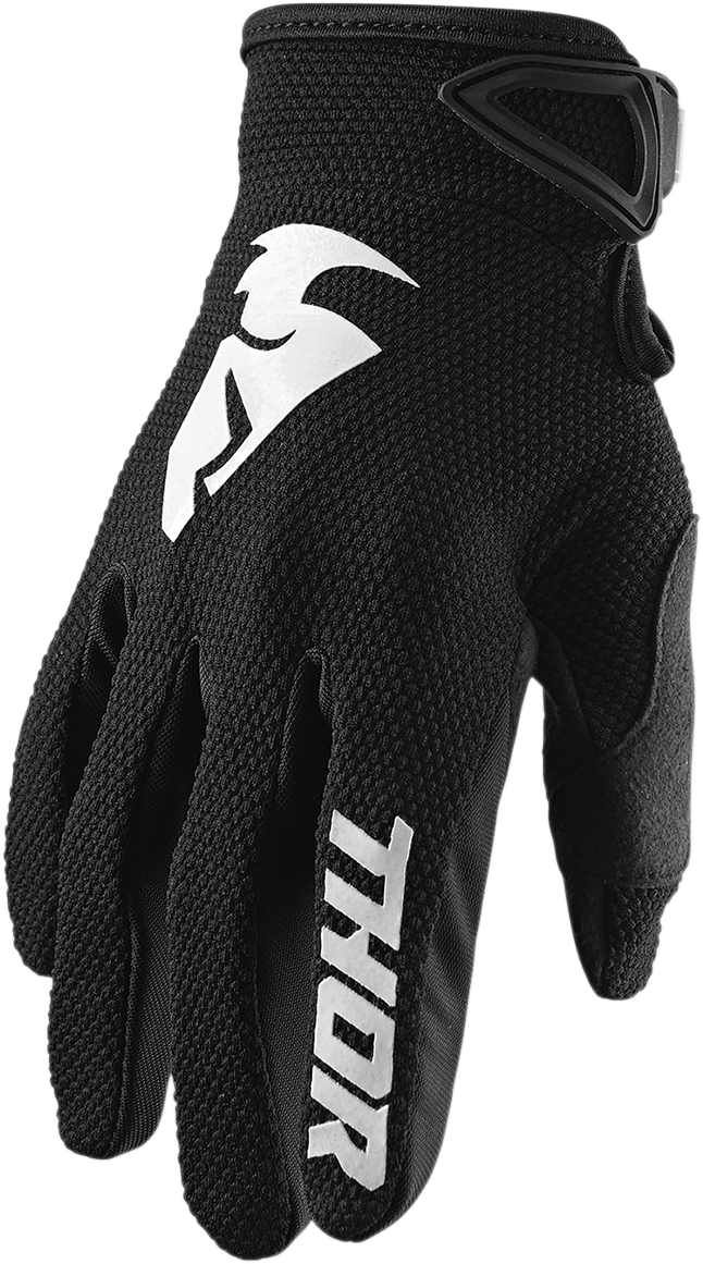 Thor Youth Sector Gloves - Black/White - Medium 3332-1514 - Cycle City Outdoors