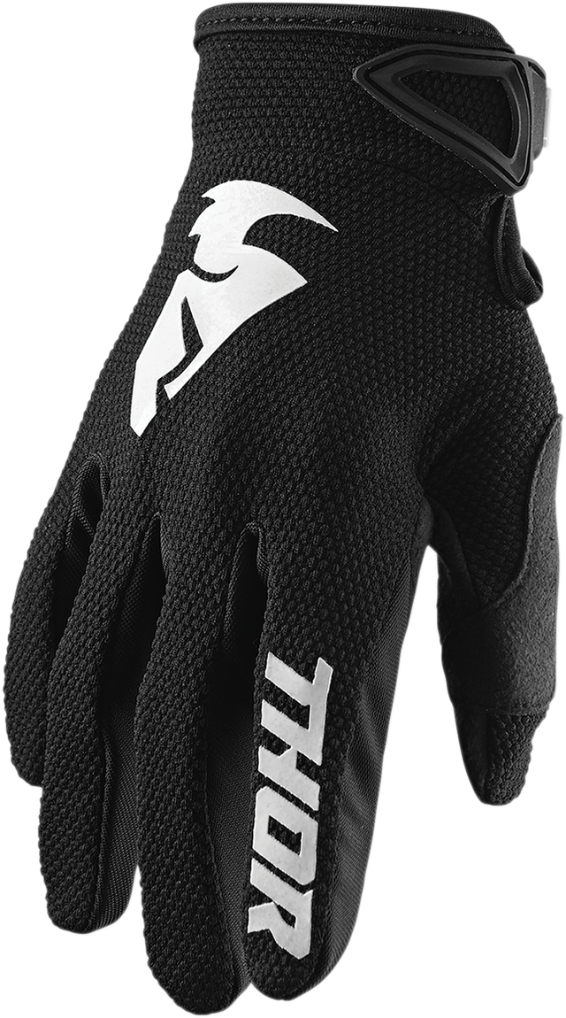 Thor Youth Sector Gloves - Black/White - Medium 3332-1514 - Cycle City Outdoors