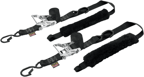 Powertye Mfg. 30622-S Soft-Tye Tie-Down Straps - Ratchet - 1-1/2" x 6-1/2' - Black | Adventure/ATV/UTV