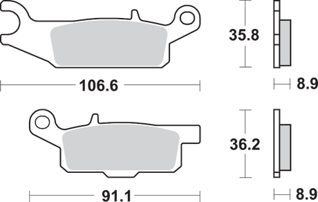 SBS Sintered Rear Right Brake Pads - 851SI (Yamaha Grizzly FI 4x4 Auto / Grizzly / YFM 550 Grizzly 2007–2025)