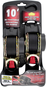 Erickson 34415 Retractable Ratchet Tie-Downs - 10' - Black | Adventure/ATV/UTV