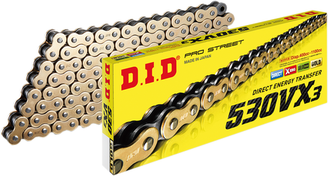 DID M530VX3G130ZB 530 VX3 - Drive Chain - 130 Links - Gold | Adventure/ATV/UTV