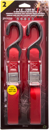 Erickson 05727 Tie-Down Straps - Soft Ties - 1" x 6' - Red | ATV/UTV/Off-Road