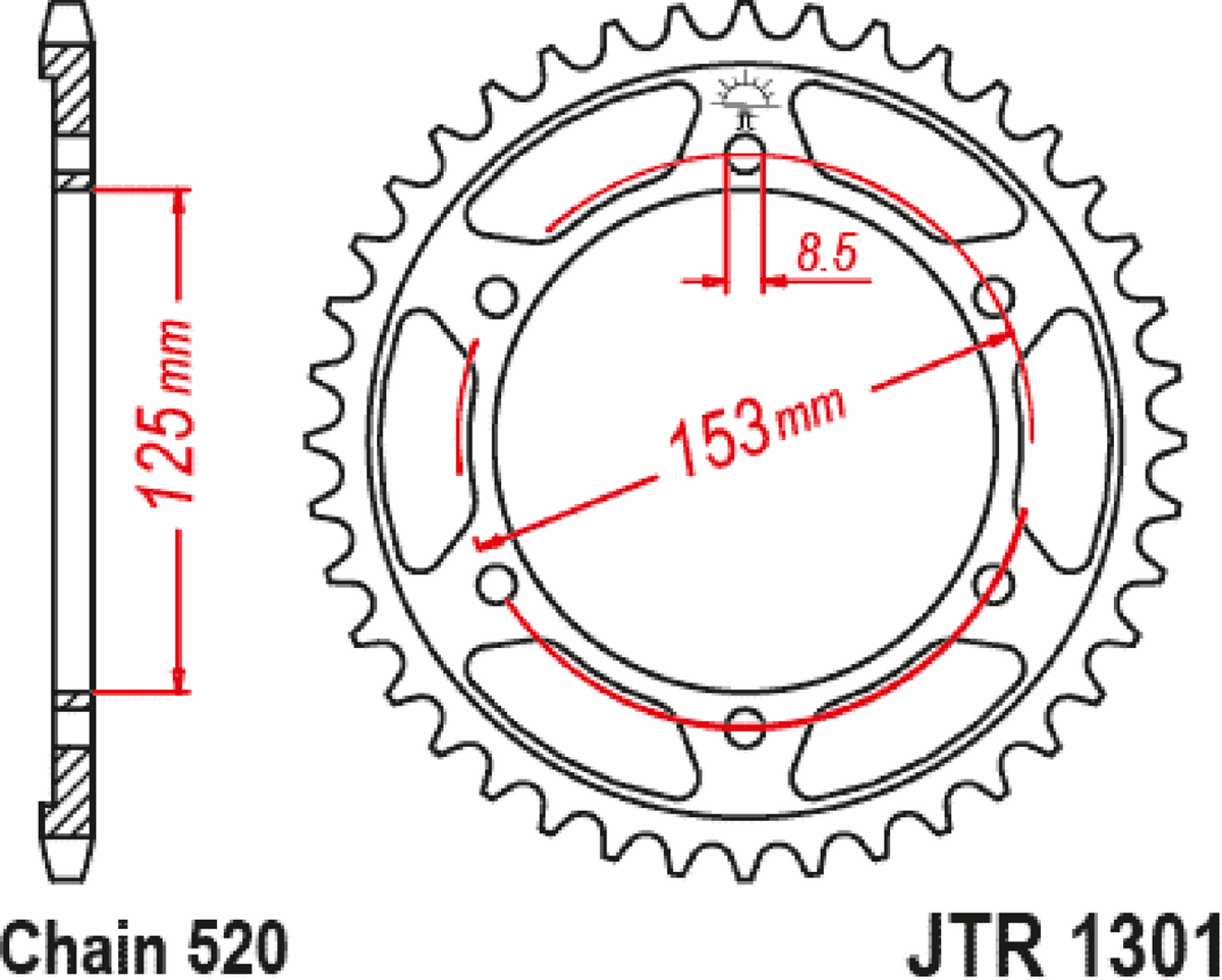 JT SPROCKETS JTR1301.42 Rear Sprocket - 42 Tooth - Honda | Adventure/Street