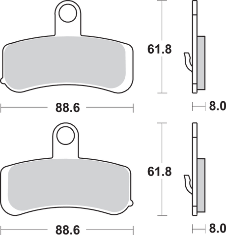 SBS HS Series Sintered Front Brake Pads - 853H.HS (Harley-Davidson FXDB Street Bob / FXDF Fat Bob / FXDWG Dyna Wide Glide 2008–2017)