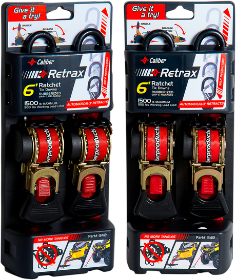 Caliber 13412 Retrax 6' Self Rewind Tie | Adventure/ATV/UTV