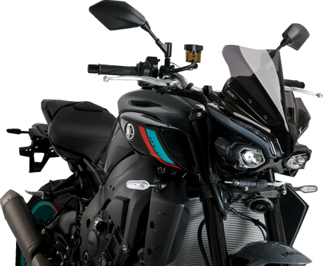 Puig Hi-Tech Parts 21361F New Generation Sport Windshield - 14" - Dark Smoke - MT-10/SP | Street