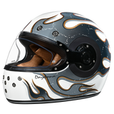 Daytona Retro Full Face Helmet | Flames | DOT + ECE 22.06 | Men, Women & Youth