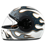 Daytona Retro Full Face Helmet | Flames | DOT + ECE 22.06 | Men, Women & Youth