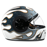 Daytona Retro Full Face Helmet | Flames | DOT + ECE 22.06 | Men, Women & Youth