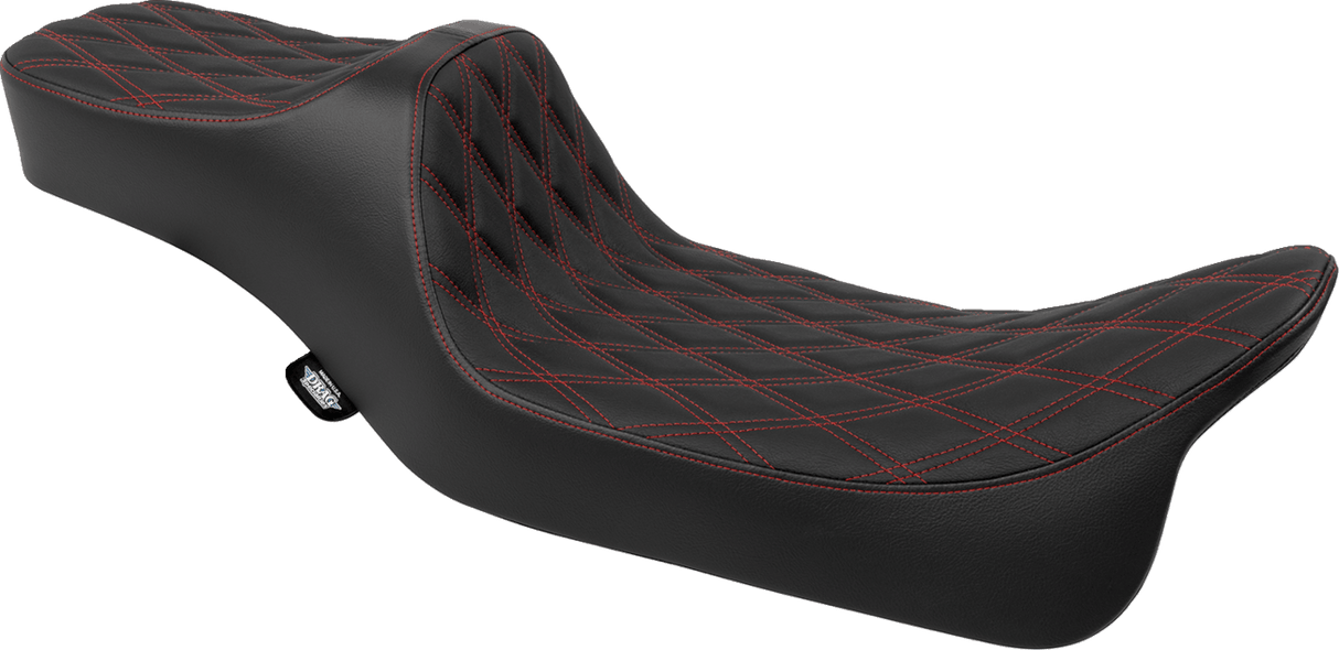 DRAG SPECIALTIES Predator III Seat - Extended Reach - Double Diamnd - Red Stitching - FLH/FLT '08-'24 4687D