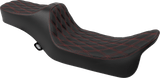 DRAG SPECIALTIES Predator III Seat - Extended Reach - Double Diamnd - Red Stitching - FLH/FLT '08-'24 4687D