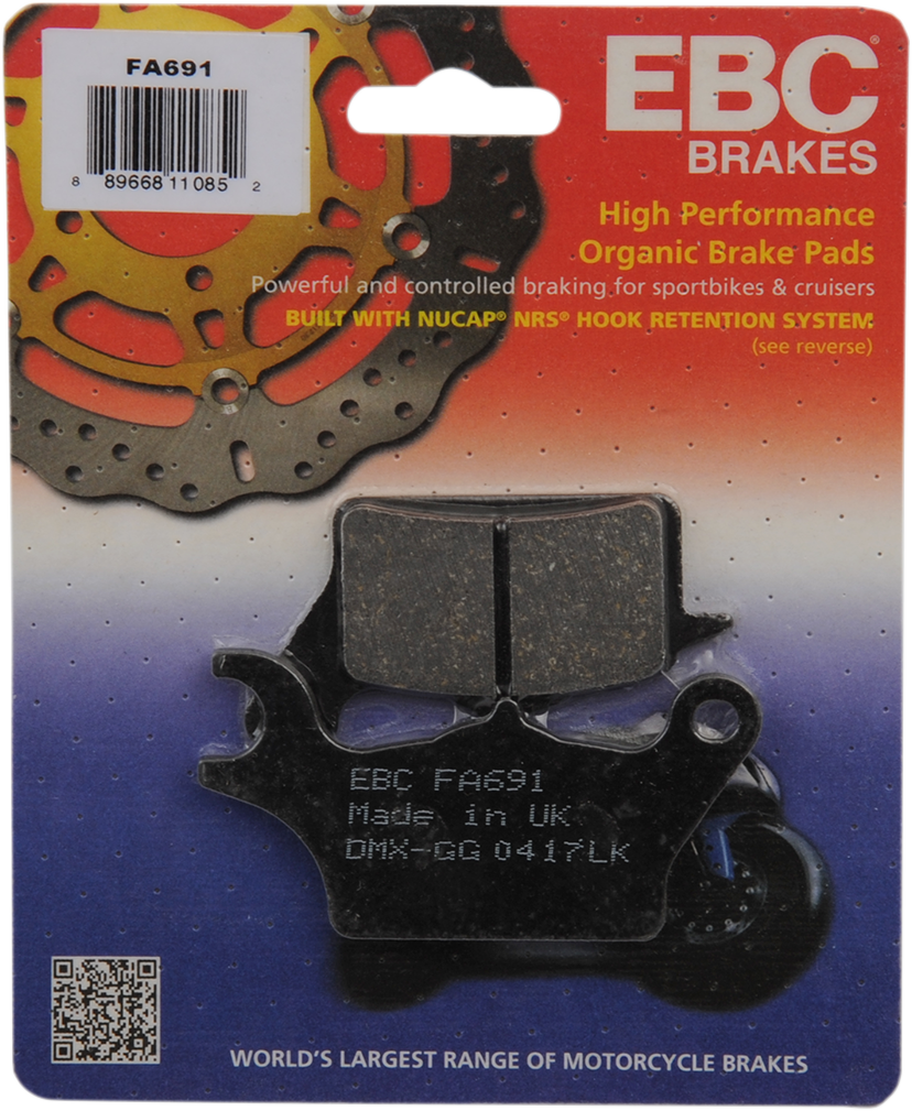EBC FA Series Organic Base Front Brake Pads - FA691 (Honda Super Cub / Kawasaki Z125 PRO 2017–2024)