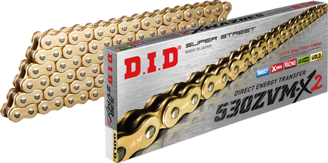 DID M530ZVMX2G120 530 ZVM-X2 - Drive Chain - 120 Links - Gold | Adventure/Street