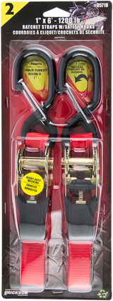 Erickson 05710 Tie-Down Straps - Ratchet - 1" x 6' - Red - Pair | ATV/UTV/Off-Road