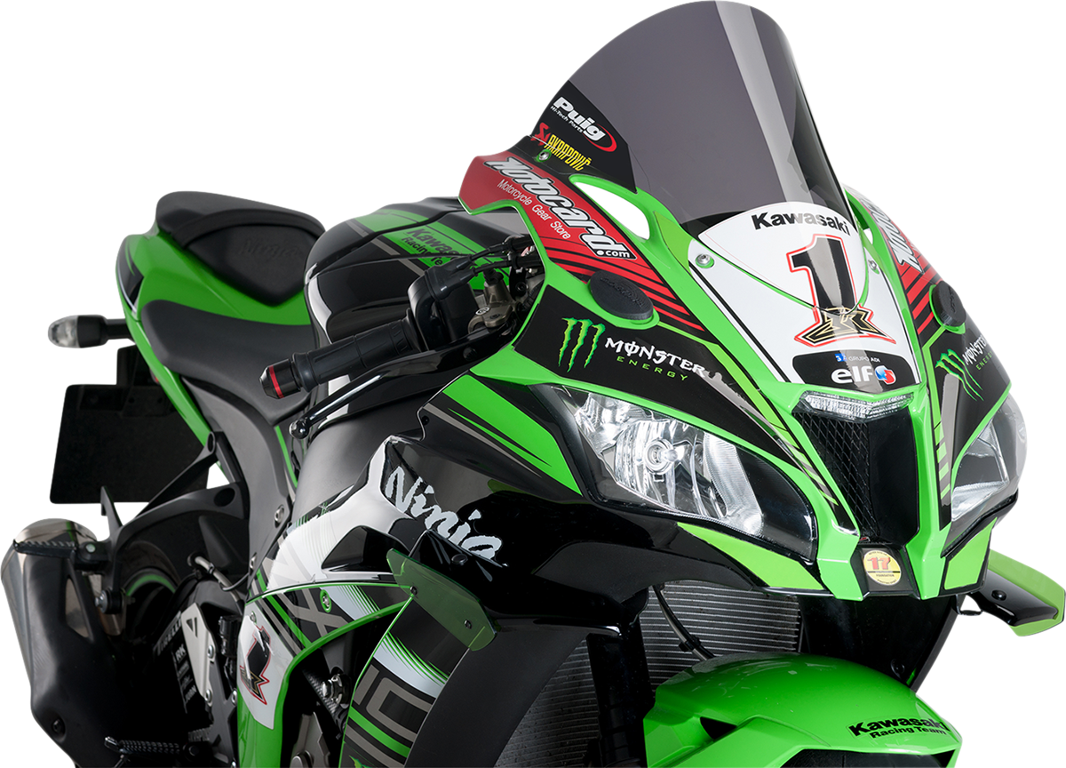 Puig Hi-Tech Parts 9849F Race Windscreen - 14-1/4" - Dark Smoke - Kawasaki | Street