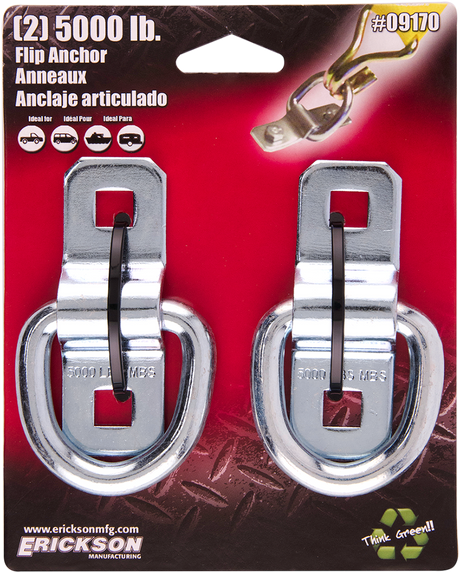 Erickson 09170 Anchor Rings - Flip-Style - 5000 lb | Adventure/ATV/UTV