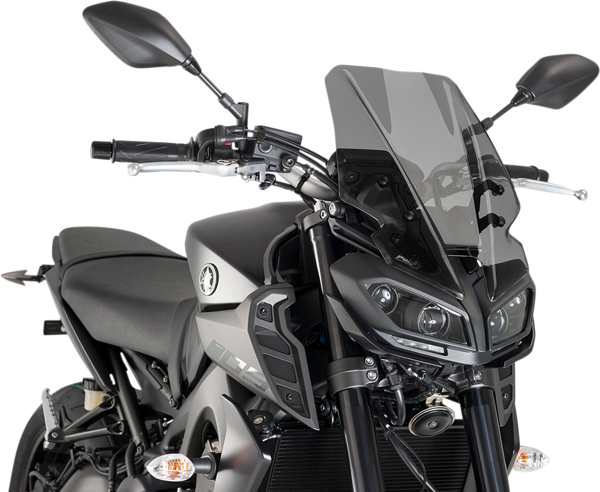 Puig Hi-Tech Parts 9377F New Generation Windscreen - 16-1/2" - Dark Smoke - MT09 | Street