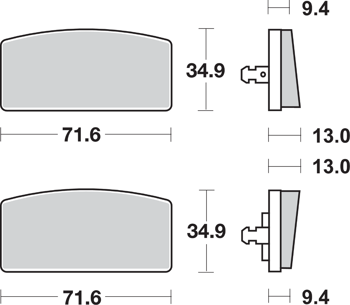 SBS HF Series Organic Base Front Brake Pads - 520HF (BMW R100S / R80/7 / R100RS 1973–1984)