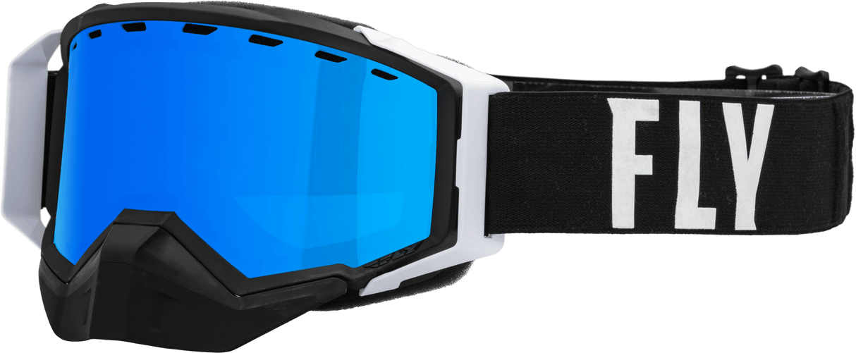 Zone Pro Snow Goggle Blk/White W/ Blue Mir/Plrzd Smoke Lens - Cycle City Outdoors