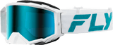 Zone Elite Goggle White/Teal W/ Blue/Teal Mir/Sky Blue Lens - Cycle City Outdoors