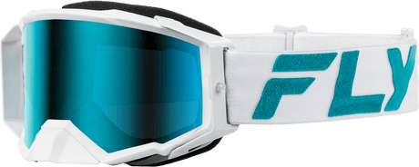 Zone Elite Goggle White/Teal W/ Blue/Teal Mir/Sky Blue Lens - Cycle City Outdoors