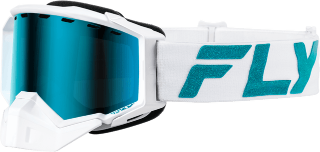 Zone Elite Snw Goggle Wht/Teal W/ Sky Blue/Polarized Smk Lens - Cycle City Outdoors