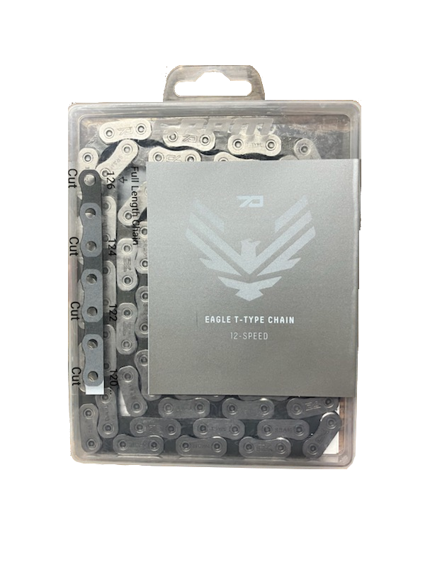 SRAM Eagle 70 T-Type Flattop Chain - 12-Speed, 126 Links, Solid Pin, Includes PowerLock Connector, Silver/Black