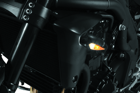 Kuryakyn Rhombus Front Left White/Amber Satin Black - Cycle City Outdoors
