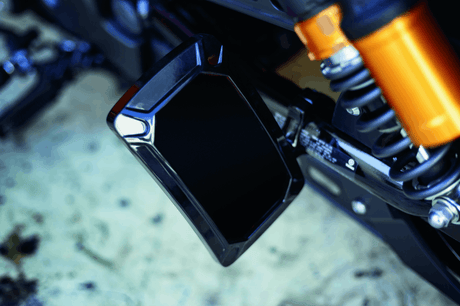 Kuryakyn Nova Curved Vertical Mount Side License Plate Holder Gloss Black - Cycle City Outdoors