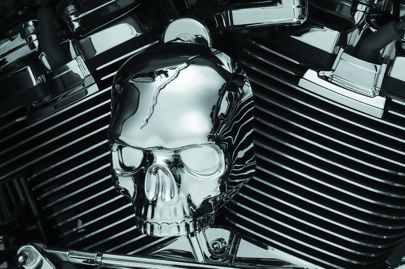 Kuryakyn Skull Horn Cover 17-Up With Waterfall Style Horn Chrome - Cycle City Outdoors