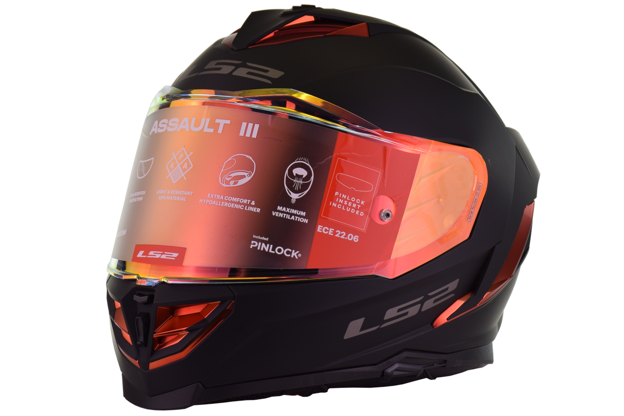 LS2 Assault III Solid Matte Black Red