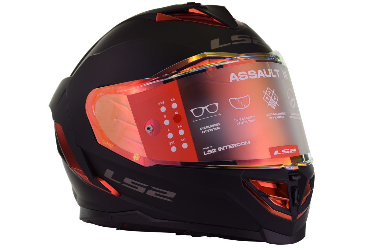 LS2 Assault III Solid Matte Black Red
