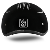 DOT Approved Daytona Motorcycle Half Face Helmet - Skull Cap Graphics for Men & Women, Scooters, ATVs, UTVs & Choppers - W/ Ignite Grey