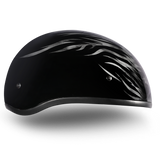 DOT Approved Daytona Motorcycle Half Face Helmet - Skull Cap Graphics for Men & Women, Scooters, ATVs, UTVs & Choppers - W/ Ignite Grey