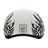 DOT Approved Daytona Motorcycle Half Face Helmet - Skull Cap Graphics for Men & Women, Scooters, ATVs, UTVs & Choppers - W/ Rockin' Reaper