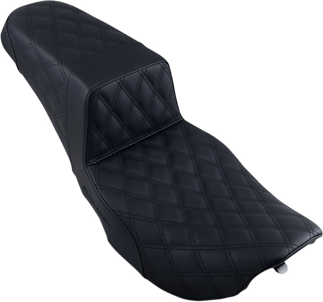SADDLEMEN Step-Up Seat - Full Lattice Stitch - Black - FLHR/FLHX 897-06-175