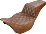 SADDLEMEN Step-Up Seat - Full Lattice Stitch - Brown - 808-07B-175BR for '08-'23 FL Models