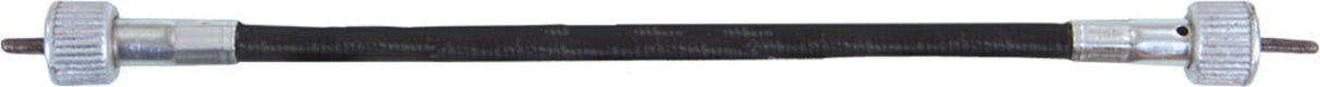 Black cable with a metal connector on a white background