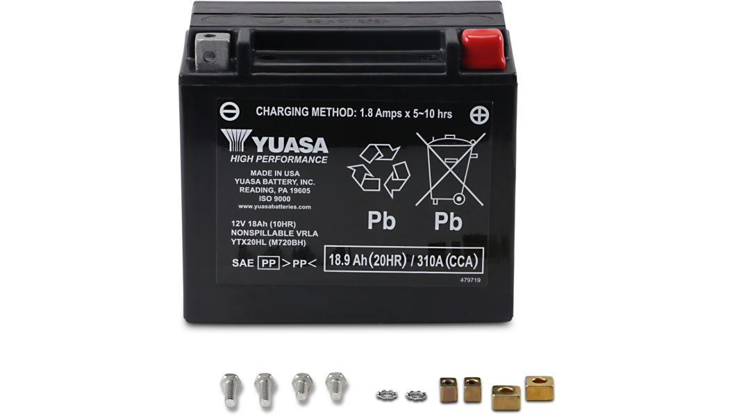 Yuasa YTX20HL AGM Powersports Battery | 12V 18Ah 310 CCA | Maintenance Free | YUAM720BH