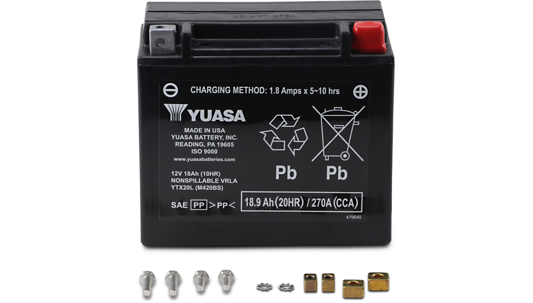 Yuasa YTX20L AGM Powersports Battery | 12V 18Ah 270 CCA | Maintenance Free | YUAM420BS