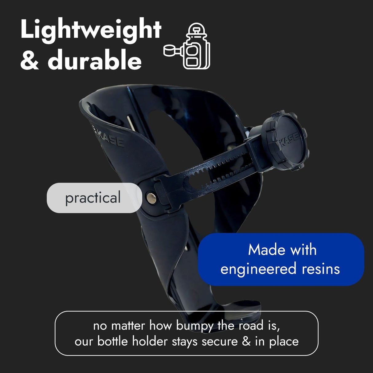 BiKASE Water Bottle Holder for Bikes , ABC Cage - Any Bottle Cage, Adjustable Water Bottle Cage for Bicycles