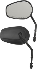 Drag Specialties OEM-Style Replacement Short Stem Mirrors - Matte Black Teardrop | 5/16"-24 UNF | Sold as Pair