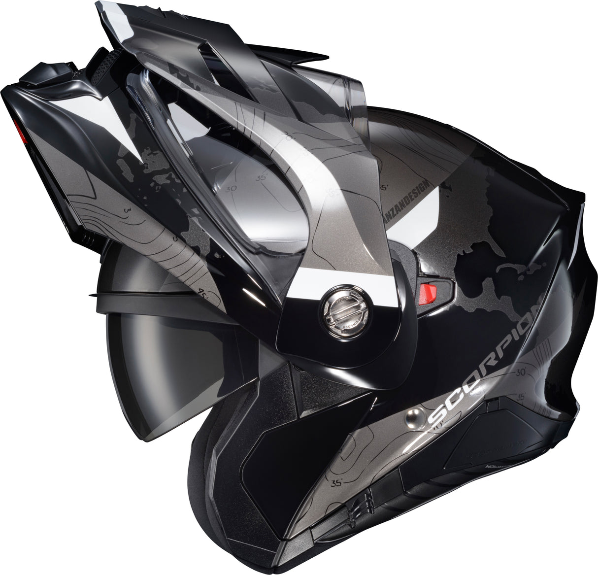 Scorpion - Exo At960 Modular Helmet Topographic Black/White Lg