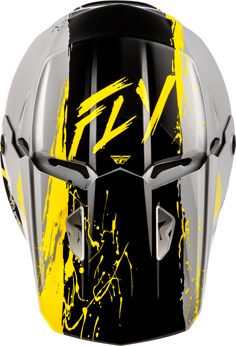 Youth Kinetic Drip Helmet Grey/Black/Yellow Ys