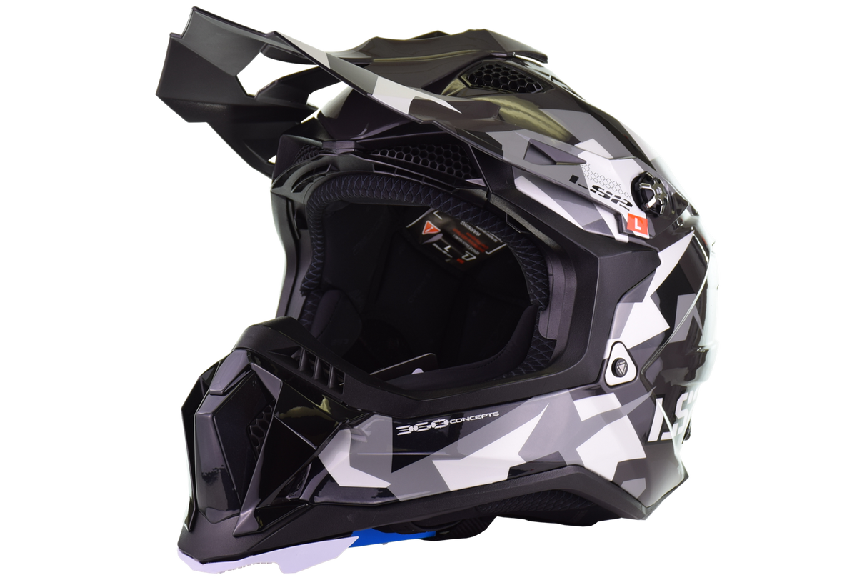 LS2 - Subverter Evo Motocross Helmet - Vector Gloss Black Gray White