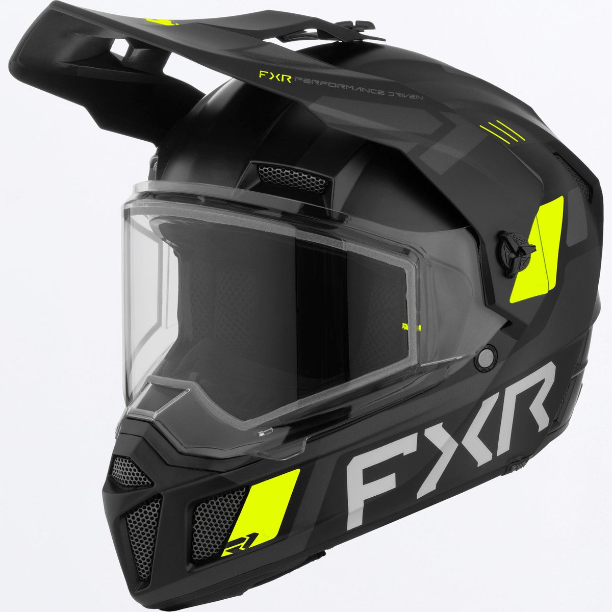 FXR Youth Clutch-X Helmet w/ Dual Shield | Black/HiVis | Sizes YL, YXL