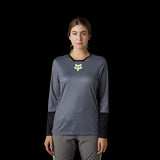 Fox Racing - Womens Defend Race Long Sleeve Jersey - Pewter Grey - S